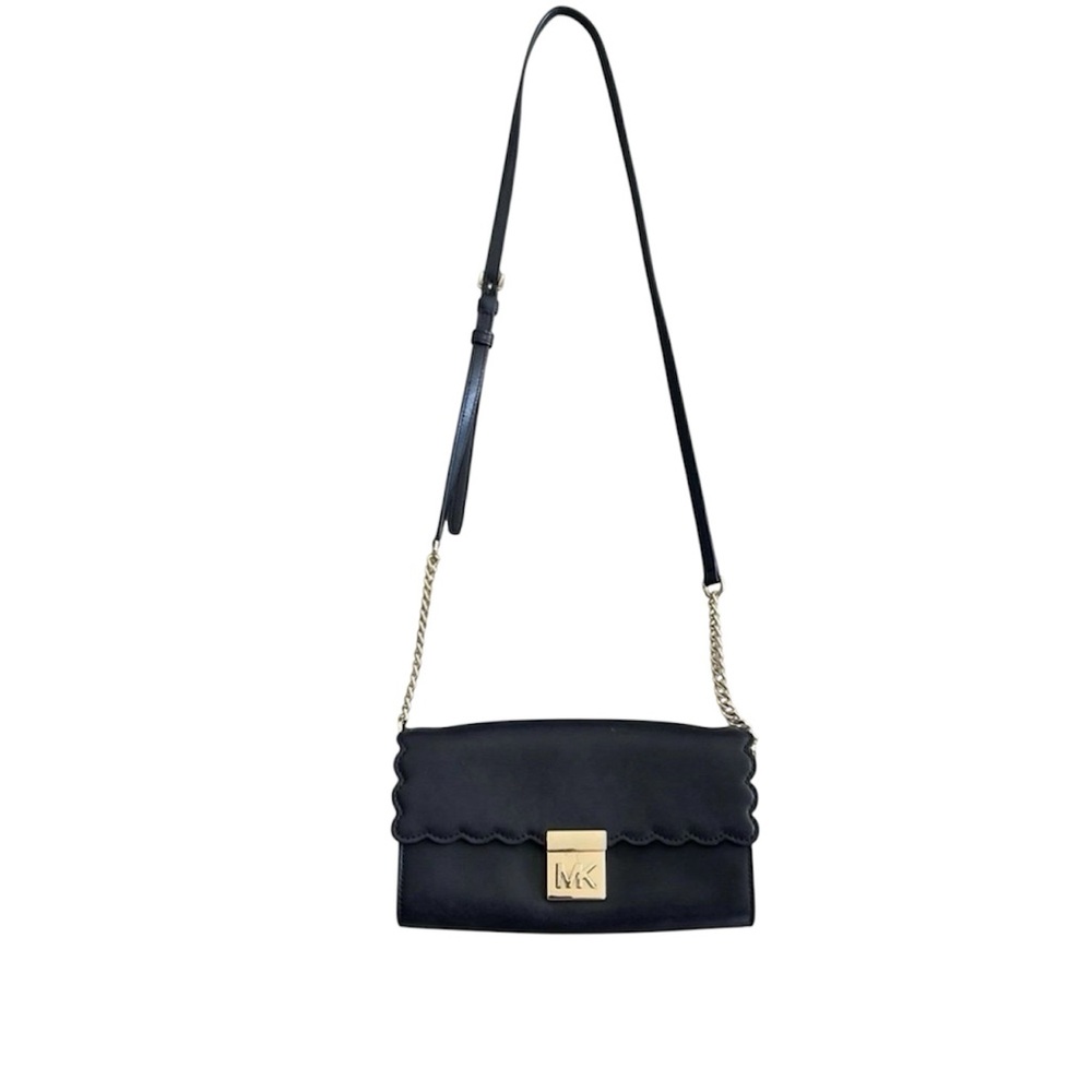 Michael Kors scalloped black and gold clutch wallet crossbody